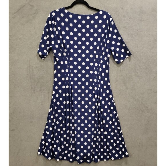J. Peterman Midi Dress Women's Size 14 Polka Dot Flowy Lined Office Church - Picture 2 of 7